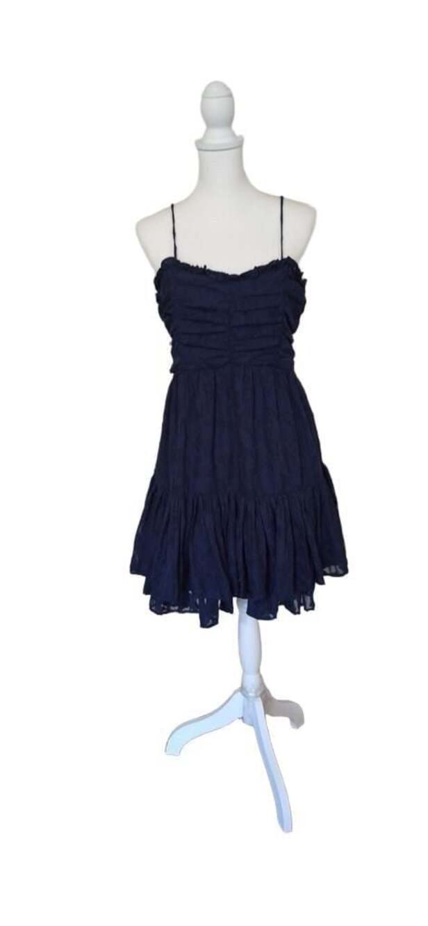 Womens XL Navy Blue Baby Doll Floral Dress,Smocked Tiered Homecoming Formals
